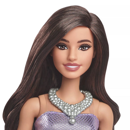 BARBIE madistė pūsta violetine suknele (HYT92)