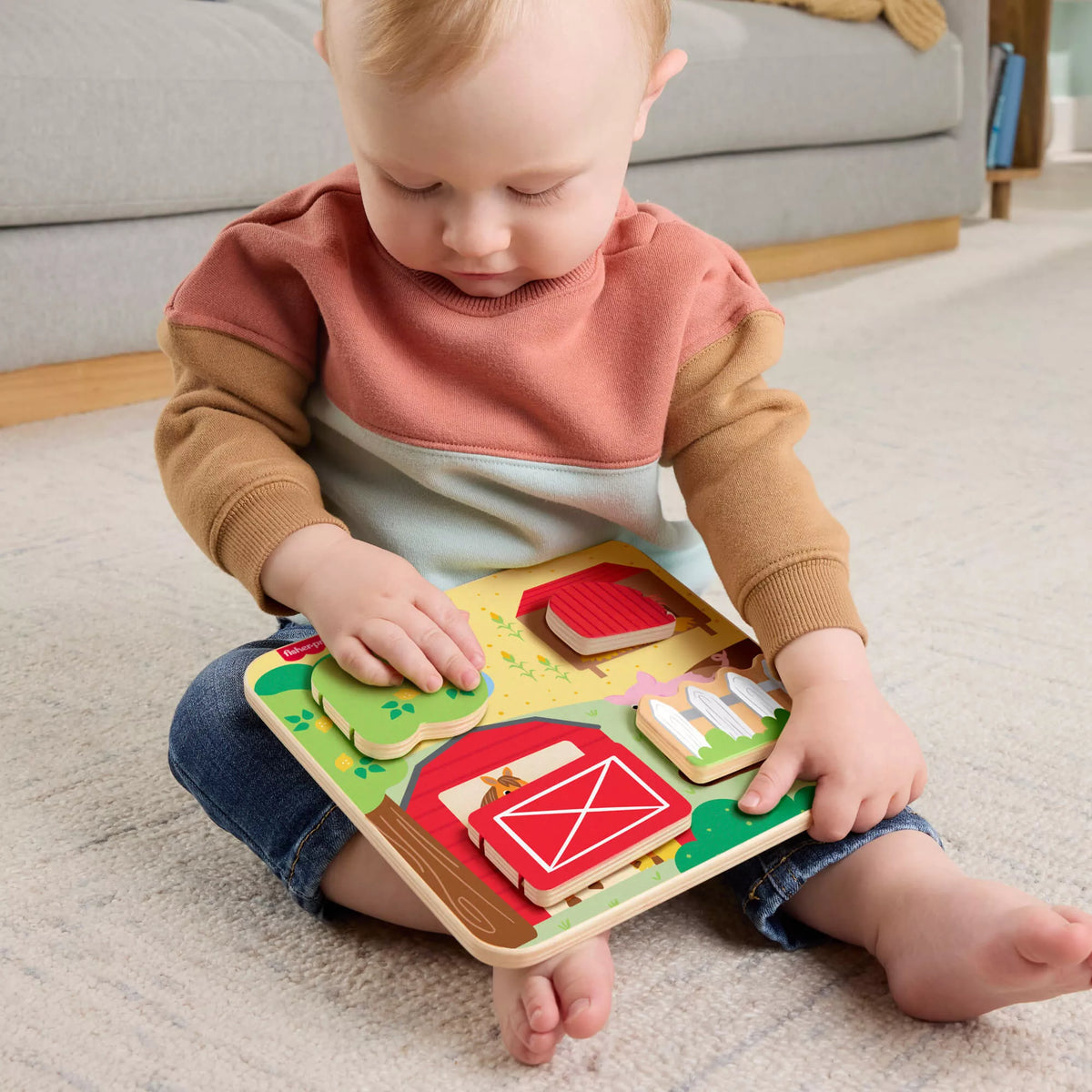 FISHER-PRICE edukacinė medinė lenta – Ūkio gyvūnai (JCY33)