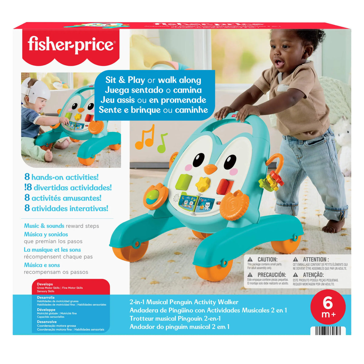 FISHER-PRICE 2 in 1 muzikinė pingvino vaikštynė (JHF74)