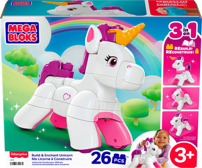 MEGA BLOKS BUILD AND ENCHANT 3 in 1 vienaragio konstruktorius (JKG36)