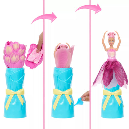 BARBIE TULIP SURPRISE lėlė gėlėje (JMF57)