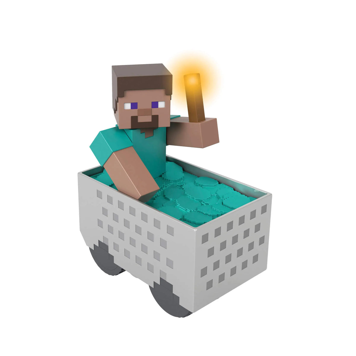 MINECRAFT RC valdoma figūrėlė Steve kasyklos vagonėlyje (JMT40)