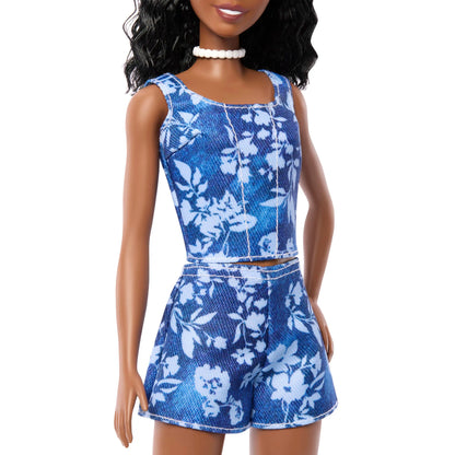 BARBIE FASHIONISTAS lėlė madistė mėlyna suknele (JJN61)