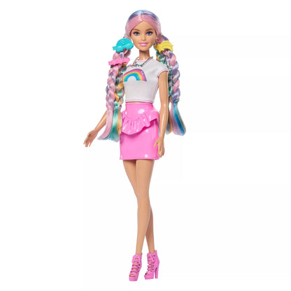 BARBIE HAIR PLAY RAINBOW SPARKLE lėlės rinkinys (JJP07)