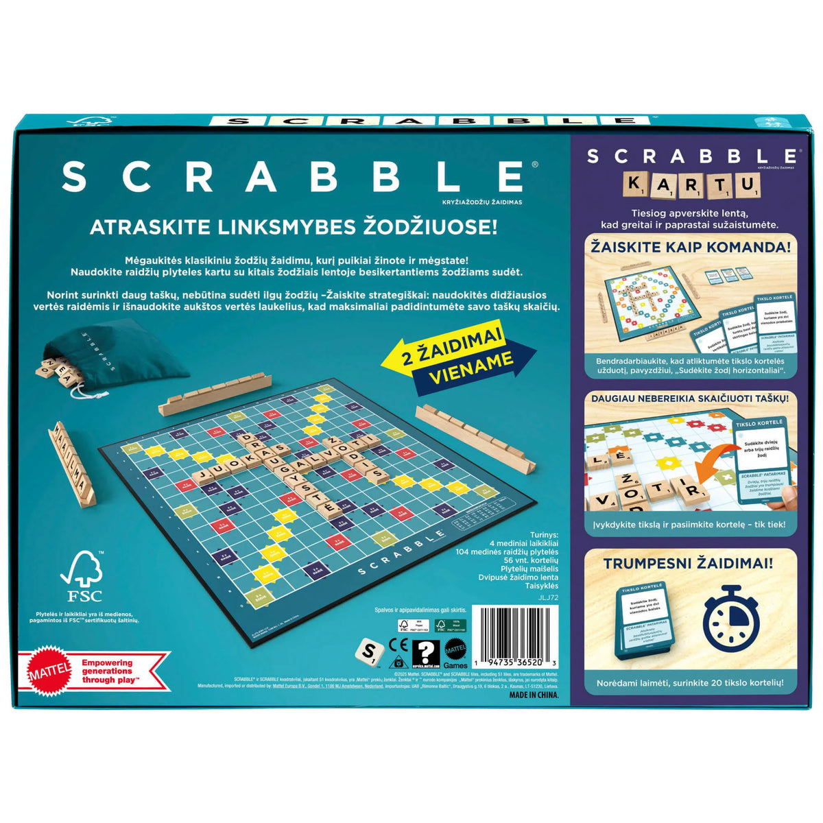 Stalo žaidimas SCRABBLE (medinis, LT)
