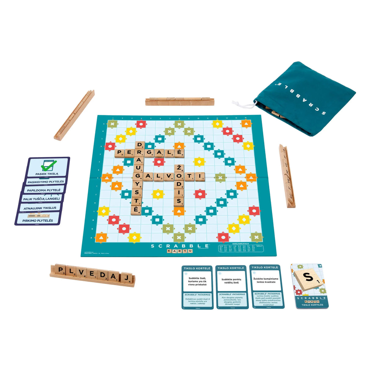 Stalo žaidimas SCRABBLE (medinis, LT)