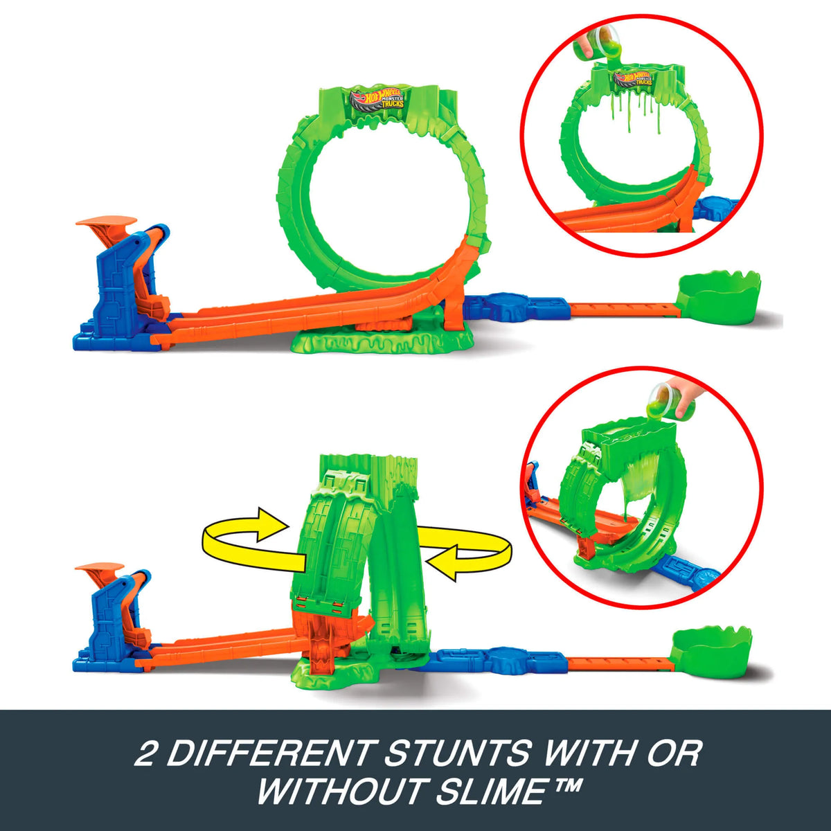 HOT WHEELS MONSTER TRUCKS MUTANT CHAOS triukų trasa su slaimu (JMK91)